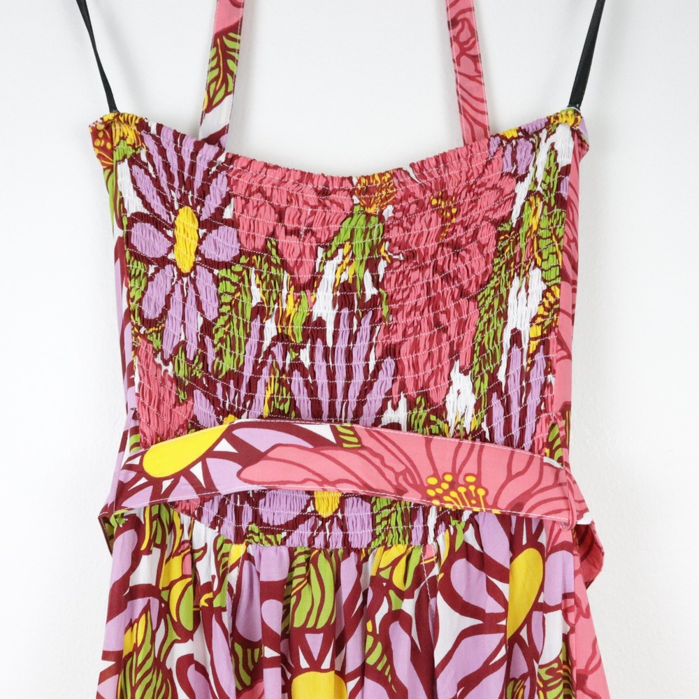 NWT S/W/F x REVOLVE Halter Dress Frida Floral Maxi Pink Purple Smocked Small - Picture 6 of 12